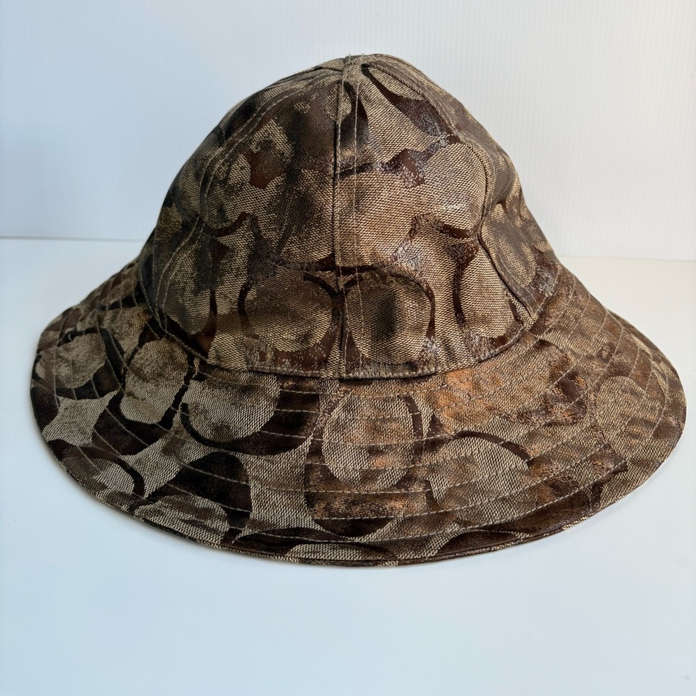 Coach signature jacquard Bucket Hat Metallic Bronze Color size Small EUC - Picture 4 of 8